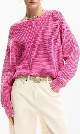 Desigual Mix Stitch Sweater in Pink at Nordstrom, Size X-Large