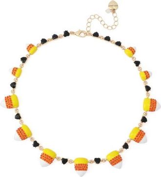 Betsey Johnson Candy Corn Frontal Necklace in Orange at Nordstrom