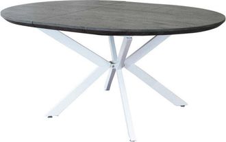 No Brand Tavolo rotondo allungabile con piano in MDF e struttura in metallo 120/160x120xH76 cm Garry - Bianco e grigio