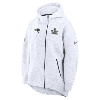 Nike New England Patriots Super Bowl LX Opening Night Tech Fleece Nike Womens NFL Full-Zip Hooded Cape in Grey | 03410EBP8KX-67Y