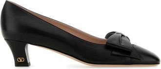 Valentino Garavani Black Leather Bowow Pumps