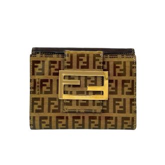 Fendi Brown Leather Patent Leather Wallet (Bi-Fold) (Pre-Owned)