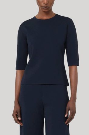 Max Mara Viscose Cr&ecirc;pe Crew-Neck Jumper In Ultramarine