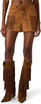 Steve Madden Cheyenne Fringe Detail Faux Suede Shorts in Chicory Coffee at Nordstrom, Size X-Small