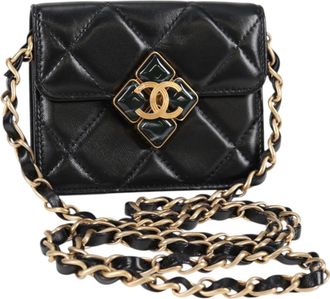 Chanel Logo Cc Black Leather Shoulder Bag (Pre-Owned)