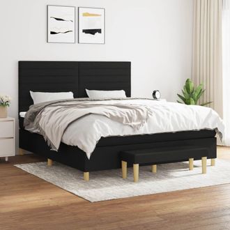 vidaXL Vidaxl - Cama Box Spring Con Colch&oacute;n Tela Negro 160x200 Cm
