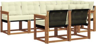 vidaXL Conjunto De Sof&aacute;s De Exterior 7 Uds. Natural Y Crema Vidaxl