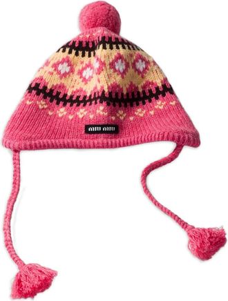 Miu Miu Berretto con logo jacquard - Rosa