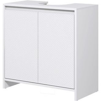 HOMCOM Mobile Bagno Sottolavabo con 2 Ante Decorate e Intaglio a u Bianco - Homcom