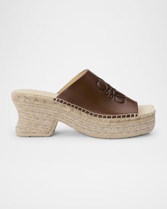 Loewe Petal Leather Espadrille Platform Sandals