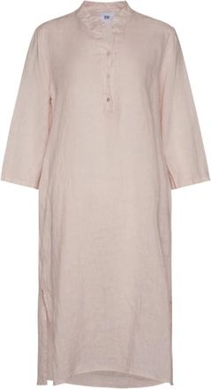 Tiffany & Co. Lange Overhemdjurk met Zak - Dames - Casual kleedjes - Beige - M/L - Linnen - Kleedjes