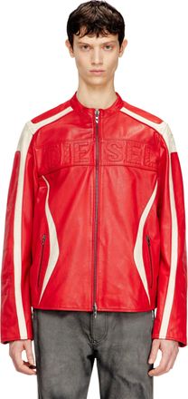 Diesel Colour-block leather biker jacket - Leather jackets - Man - Multicolor