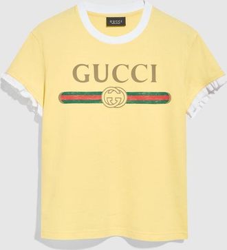 Gucci Cotton Jersey T-shirt With Print, Yellow, Ready-to-wear
