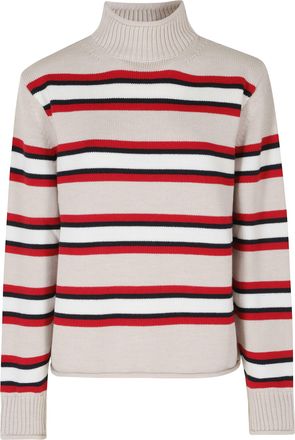 Semicouture Abby High Neck Horizontal Striped Virgin Wool Sweater