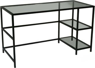 Dmora Scrivania Ameglia, Scrittoio multiuso, Tavolo per ufficio porta pc, Piano di lavoro, 130x60h75 cm, Nero - Dmora