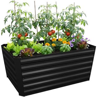Relaxdays Relaxdays Aiuola rialzata, metallo zincato, fiori, piante e ortaggi, HBT: 60x120x60 cm, rettangolare, nera