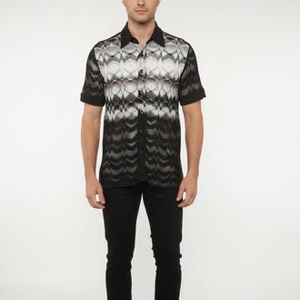 M Missoni Black/white Pattern Knit Sheer Short Sleeve Shirt