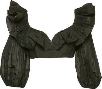 Zimmermann Top met ruchemouwen - Zwart