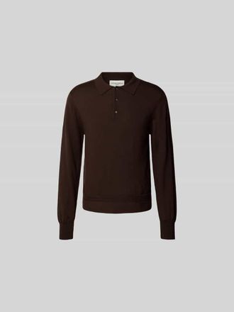Officine G&eacute;n&eacute;rale Pullover mit Polokragen in Dunkelbraun, Gr&ouml;&szlig;e L