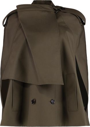 Burberry Green Solid High Neck Trench Coat