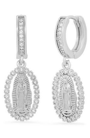 HMY Jewelry 18K White Gold Plated Crystal Hoop Earrings in Metallic at Nordstrom Rack