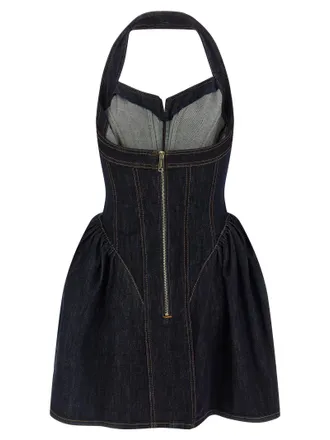 Self Portrait Indigo Denim Corset Dress - Indigo