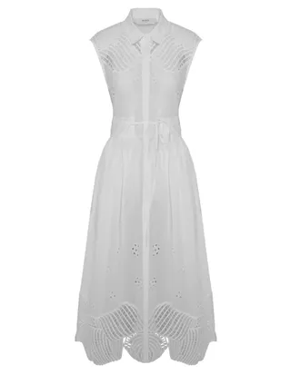Beatrice .B White 6675 Ri918 Midi Dress