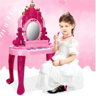 Trade Shop Trade Shop - Specchiera Make Up Per Bambina Con Luci Suoni Tastiera Pianola E Sgabello 2in1