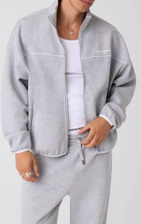 Guess Oversized Scuba Full Zip Sweatshirt in Light Grey at Nordstrom, Size Xx-Large