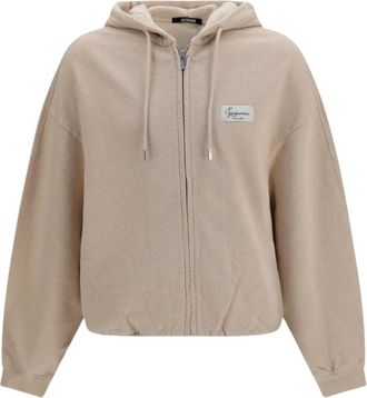 Jacquemus Le Hoodie Montaigne - Dames - Vesten met rits - Beige - M - Katoen - Hoodies & sweatvesten