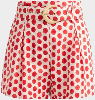 Cara Cara Palmer Floral Cotton Belted Shorts