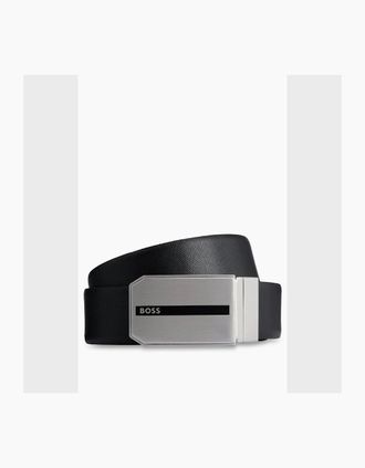HUGO BOSS Mens Ginn Italian Leather Reversible Belt - Black - Size: ONE size