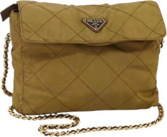Prada Pre-owned Vintage Nylon Schoudertas - Dames - Vintage Schoudertas - Beige - ONE Size - Nylon - Vintage