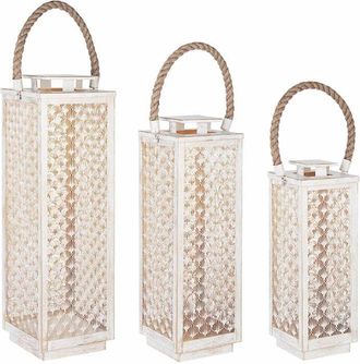 BIZZOTTO Bizzotto - Kit 3 Lanterne decorative in metallo con portacandela decorato interno oro h 69 cm -Nero