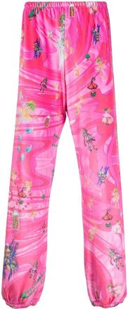 Liberal Youth Ministry graphic-print velvet trousers - men - Nylon/Spandex/Elastane - S - Pink