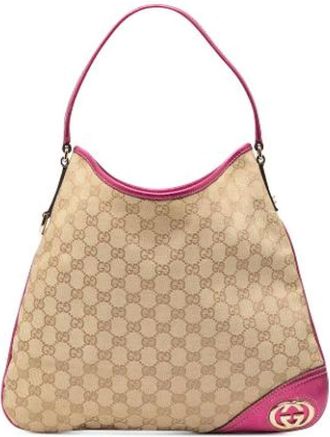 Gucci Pre-owned Shoulder Bags, female, Beige, Size: ONE SIZE Pre-owned Canvas Shoulder Bag