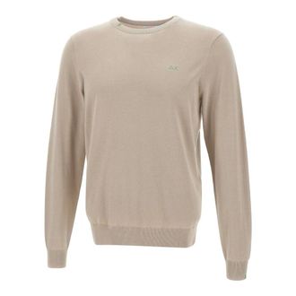 Sun 68 Round-neck Knitwear, male, Gray, Size: 2XL Basic Sweater