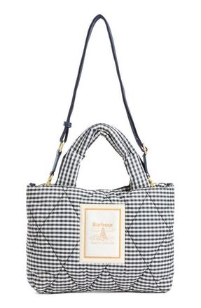 Barbour Mini Riah Gingham Diamond Quilted Tote in Gingham Check at Nordstrom