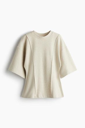 H&M Loose-fit Fine-knit Top in Light Beige Melange at Nordstrom, Size Large