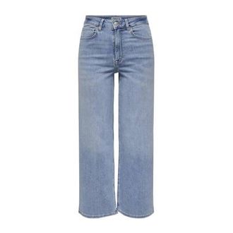 Only high waist cropped wide leg jeans light blue denim