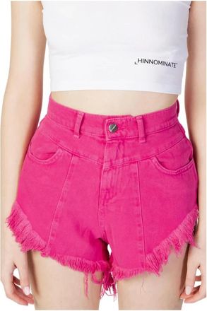 Hinnominate Hinnominate, Korte Broeken, Dames, Roze, M, Katoen, Fuchsia Katoenen Shorts met Ritssluiting
