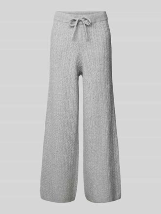 Jake*s Casual Wide Leg Strickhose mit Zopfmuster in Silber Melange, Größe L