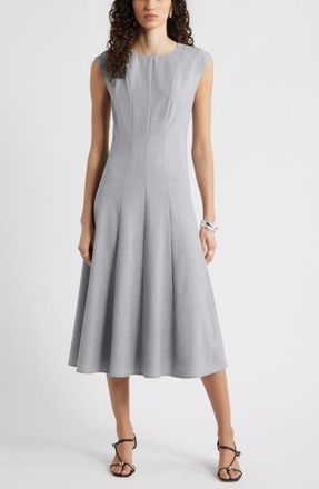 Nordstrom Seamed Wool Blend Midi Dress in Grey Heather at Nordstrom, Size Xx-Small