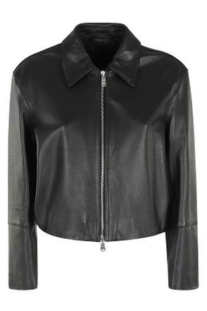 Dondup Black Regular Cropped Double-Slider Nappa Leather Jacket
