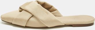 Ferragamo Beige Grosgrain Flat Mules