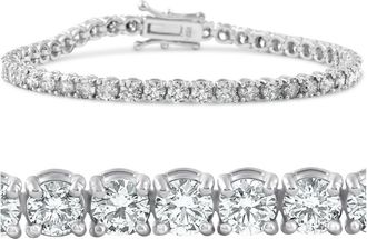 Pompeii3 6.25 Ct Diamond Tennis Bracelet 7 One Row Natural Round Diamonds 14K White Gold