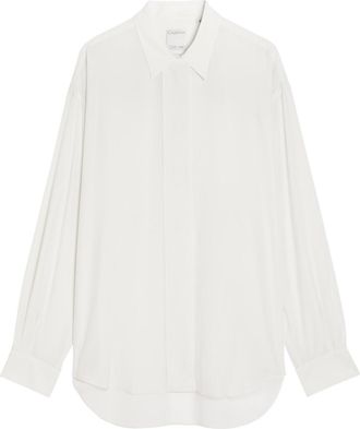 Calvin Klein Amari Draped-trim Silk Shirt - White - 38 (UK6 / XS)