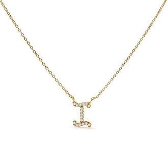 House of Brilliance 10K Gold Diamond Accent A-Z Initial Script Style Pendant Necklace in Yellow | I at Nordstrom