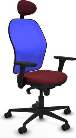 Piqueras y Crespo Piqueras Y Crespo - Jorquera Sincro Malla Azul Similpiel Granate Brazos 3d Base Nailon Cabecero Fijo Ruedas 65mm Nailon