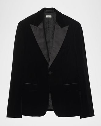 Burberry Mens Velvet Silk-Trim Tuxedo Jacket